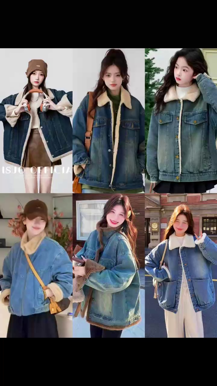200 Keping Jaket Denim Berlapik Sherpa Wanita Stok Pelepasan - Image 2