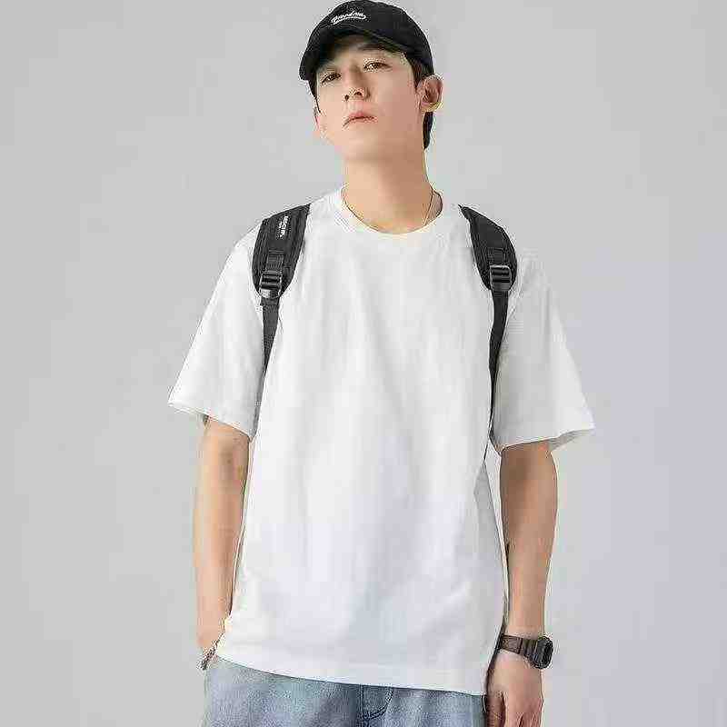 White Plain 210g Cotton Short Sleeve T-shirts Total 1944 Pieces - Image 1