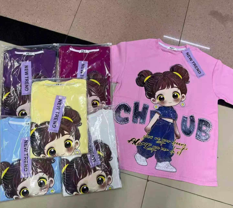 6000 Pieces Heavy Rhinestone Cartoon Print Loose Short Sleeve T-Shirts - Image 1