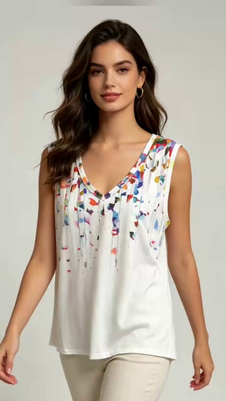 750 Buah Tank Top Motif Cetak Wanita Gaya Eropa-Amerika - Image 1