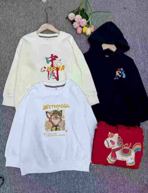 2060 Helai Sweater Kapas Longgar Comel untuk Kanak-Kanak Uniseks - Image 1