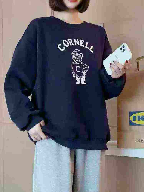 433 Buah Hoodie Pasangan Longgar Bahan Katun dengan Cetakan Huruf - Image 1