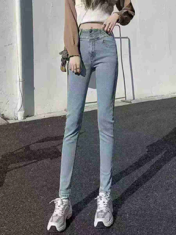 新款女式松紧腰弹力修身小脚牛仔裤 300件全部清仓 - Image 1