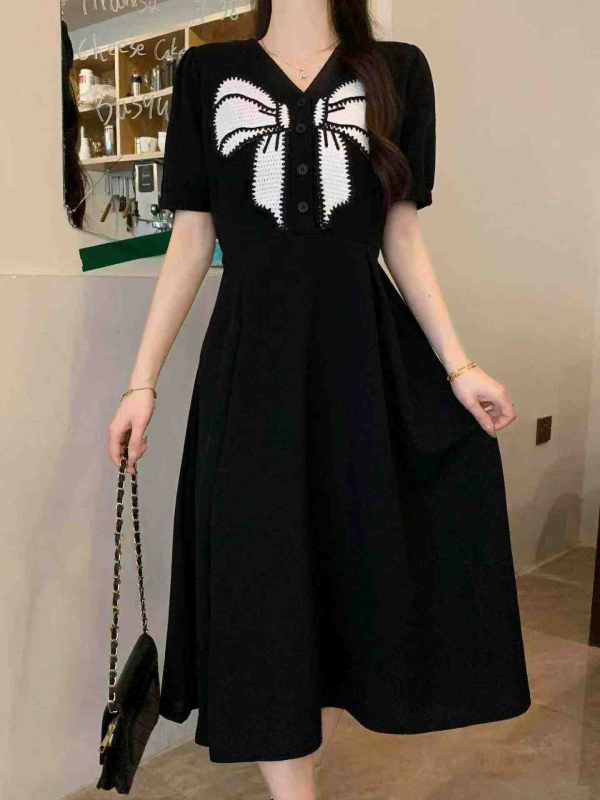 Summer New Hepburn Style French Vintage Long Dress 750 Pieces Stock Wholesale - Image 1