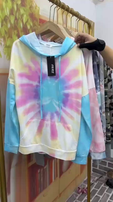 Women's Loose Tie-dye Printed Hooded Casual Sweatshirt 440PCS - Image 1