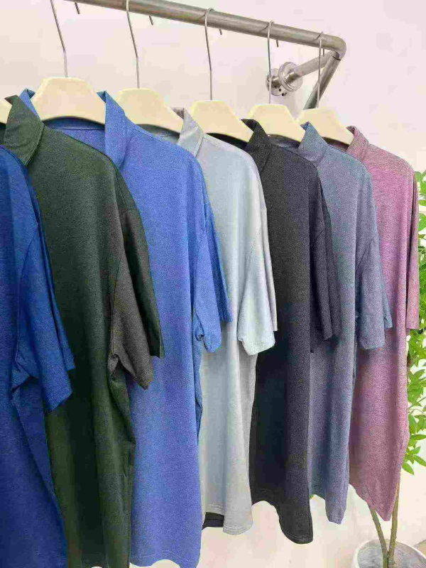 3688 Pieces Men's Elastic Cationic Solid Color Short Sleeve Big Fit Polo Shirt - Image 1
