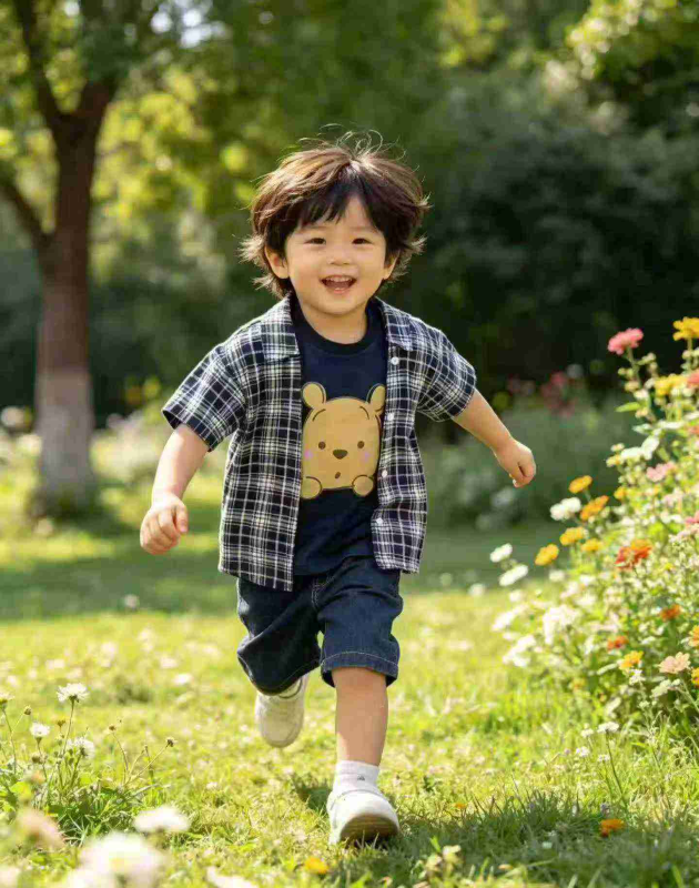 540 Pcs Summer Boys Cartoon Winnie The Pooh Fake Two-piece Short Sleeve T-Shirt - Image 1