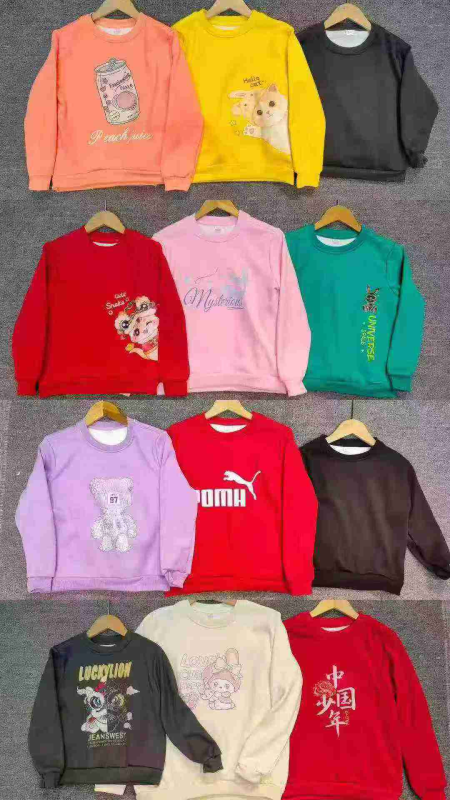 1560 Peças Moletons Estampados de Lã Polar para Meninos e Meninas (Crianças Grandes) Outono-Inverno - Image 1