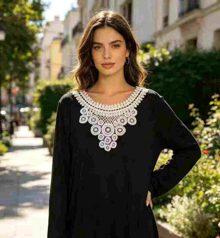 717 Peças Tops de Renda, Algodão Modal Plus Size Estilo Europeu e Americano CTY0019 - Image 1