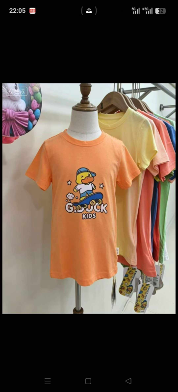 17000 Peças de Camisetas de Algodão de Manga Curta para Crianças da Marca Pato Amarelo Pequeno - Image 1