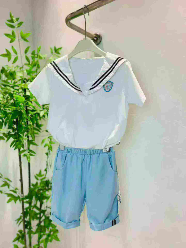 Yalante Brand Cotton Navy Collar Kids School Uniform Set, 200 Boys Sets, 400 Girls Sets, Size 100-160 - Image 1