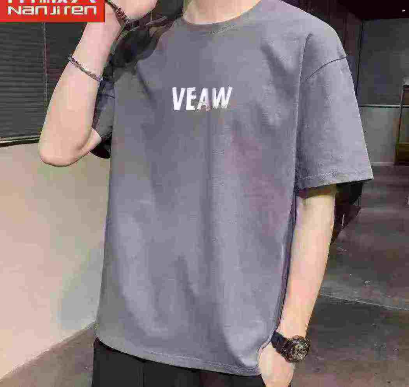 Camiseta Masculina Casual de Algodão Estampada de Manga Curta, 5000 peças em estoque, quantidade mínima de pedido de 100 peças - Image 1