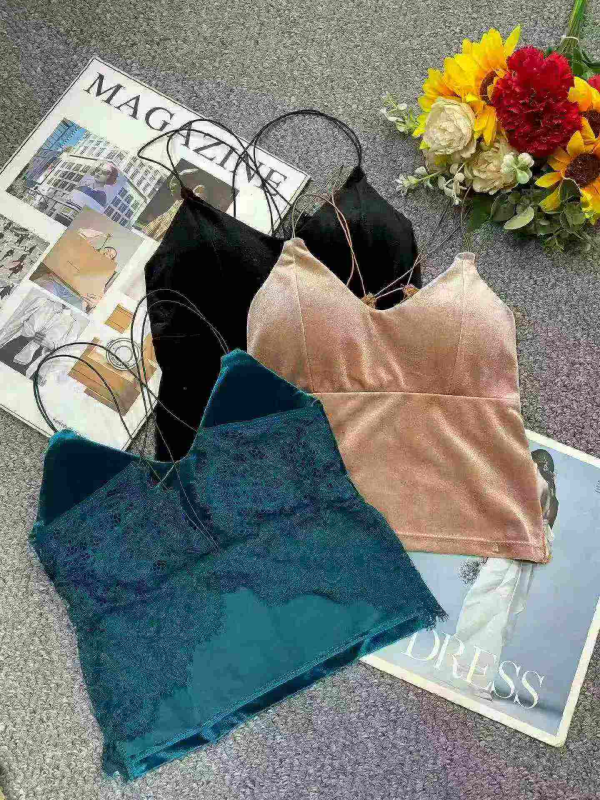 Nouveau débardeur camisole en velours printemps-été avec soutien-gorge intégré, 2200 pièces en gros - Image 1