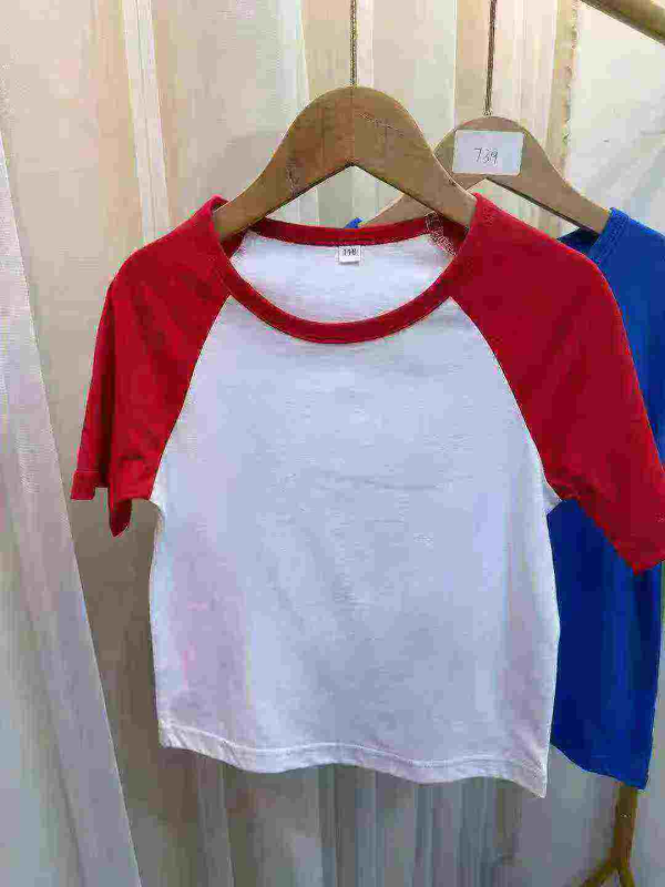 330 Pcs Candy Color Cotton Short Sleeve Kids T-shirts Size 110-130 - Image 1