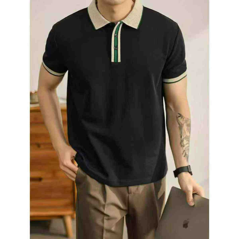 2460 Pcs Light Luxury Color-block Collared Short Sleeve Breathable Polo Shirts - Image 1