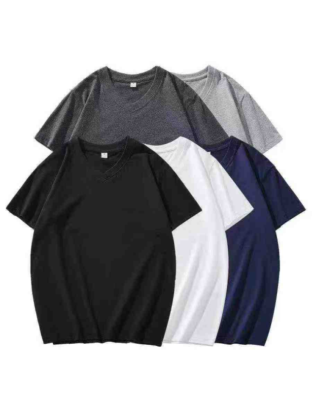 Classic 180g Cotton V-neck Solid Short Sleeve T-shirts for Men Women, Total 8217 Pieces - Image 1