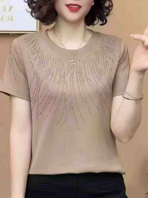 546 Pcs Summer Heavy Rhinestone Short Sleeve T-Shirts - Image 1