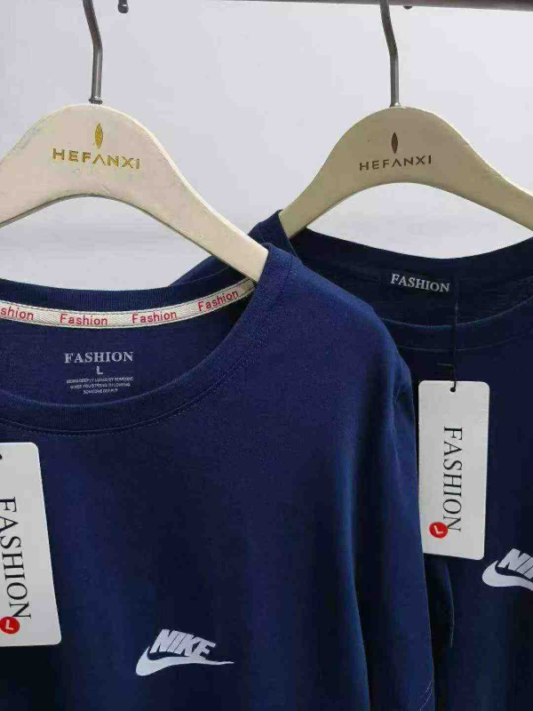 30000 Pieces Men's Cotton Blue Short Sleeve Casual Sports Printed T-shirts - Image 1