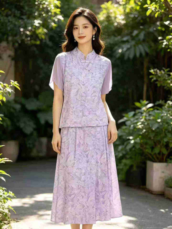 269 Sets Chinese Style Purple Casual Set - Image 1