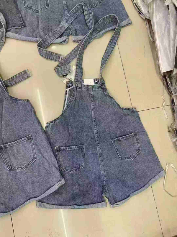 2000 Pcs Washed Mixed Denim Overall Shorts & Skirts Bulk Clearance Wholesale - Image 1