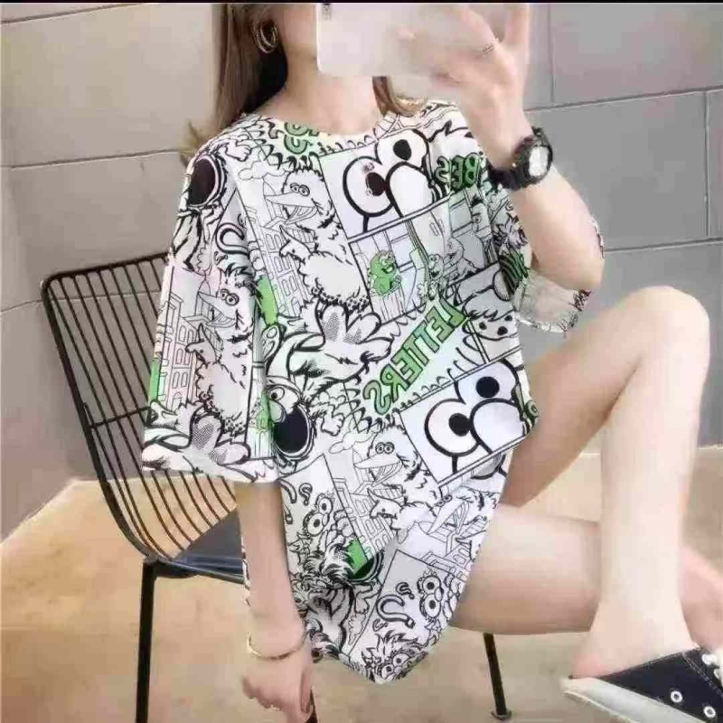4440 Pcs Women's Oversized Summer Printed Short Sleeve T-shirts - Image 1