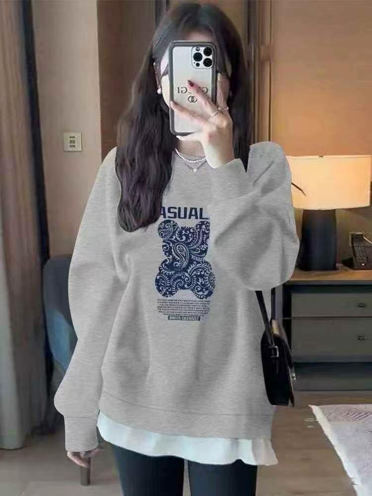 Clearance Fake Two-piece Round Neck Cotton Sweatshirt, S-3XL, About 2600 Pieces - Image 2