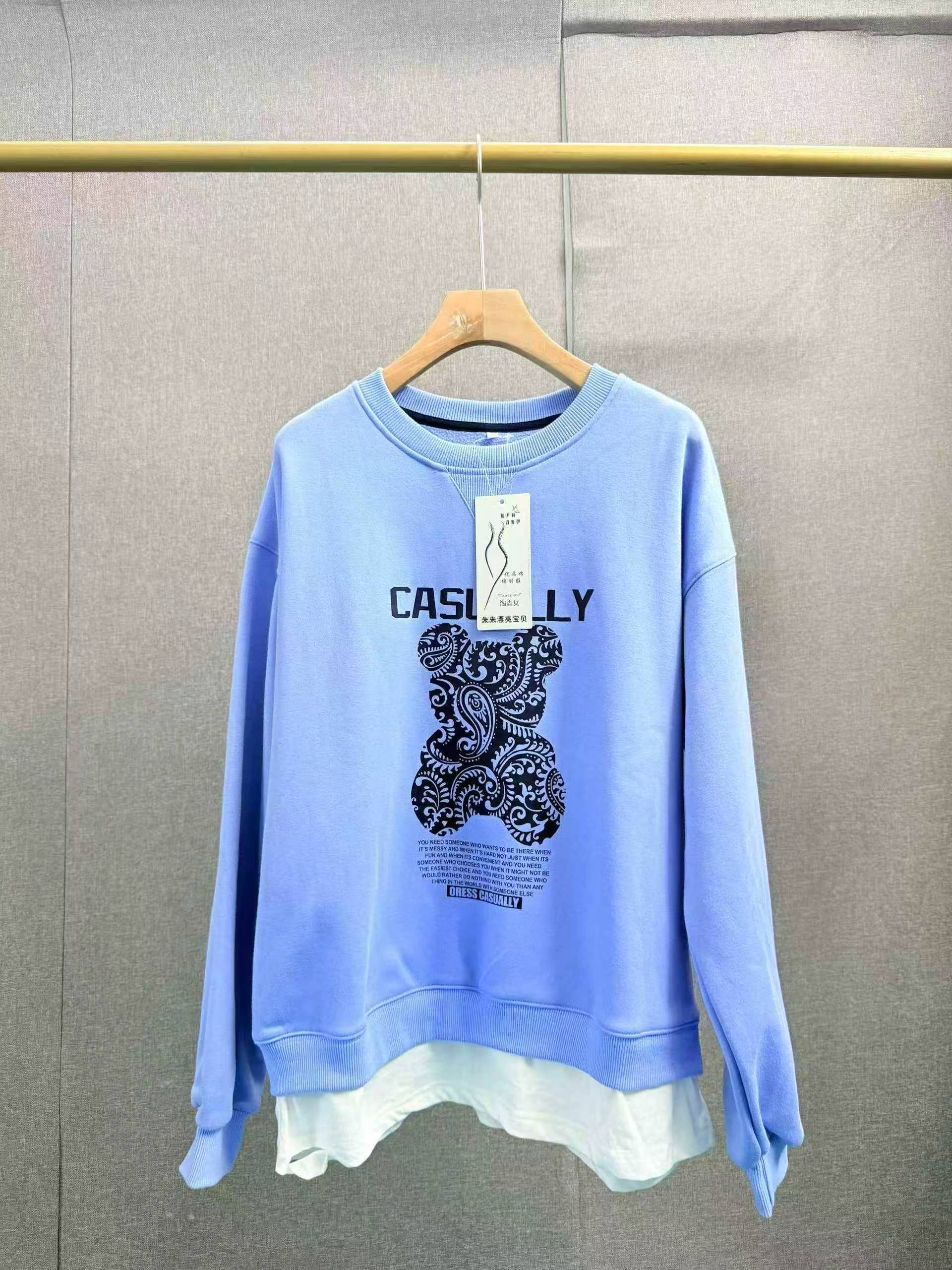 Clearance Fake Two-piece Round Neck Cotton Sweatshirt, S-3XL, About 2600 Pieces - Image 4