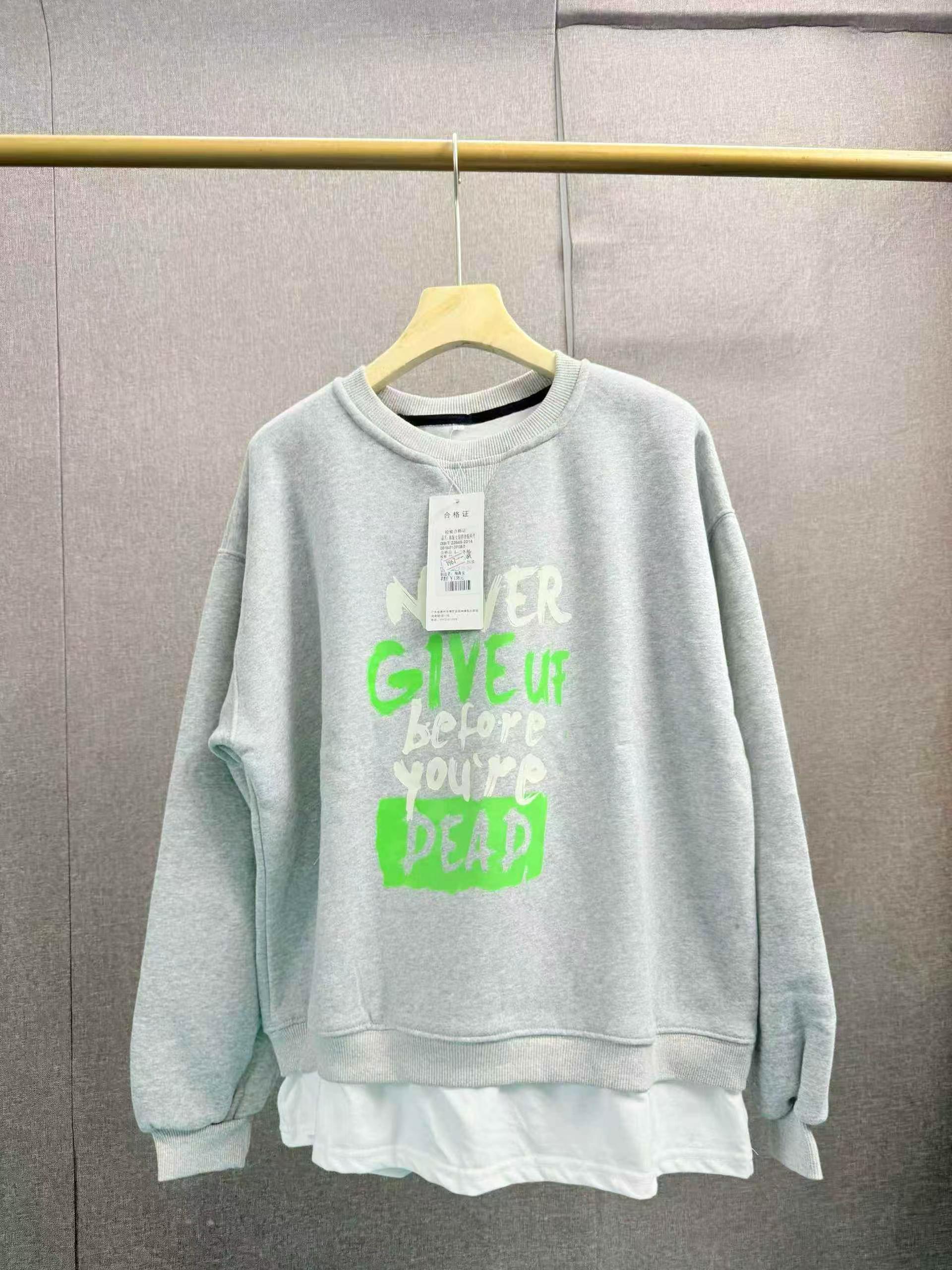 Clearance Fake Two-piece Round Neck Cotton Sweatshirt, S-3XL, About 2600 Pieces - Image 5