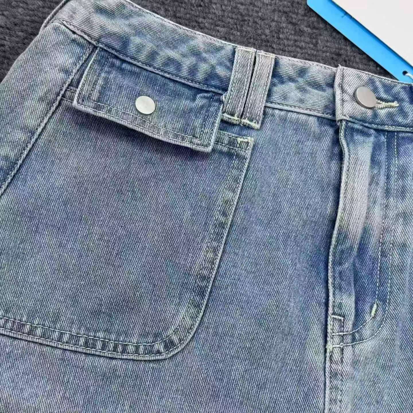Damska jasnoniebieska wysokopasowa wyprana dżinsowa spódnica mini w linii A, około 350 sztuk z metkami, rozmiary S-2XL - Image 6