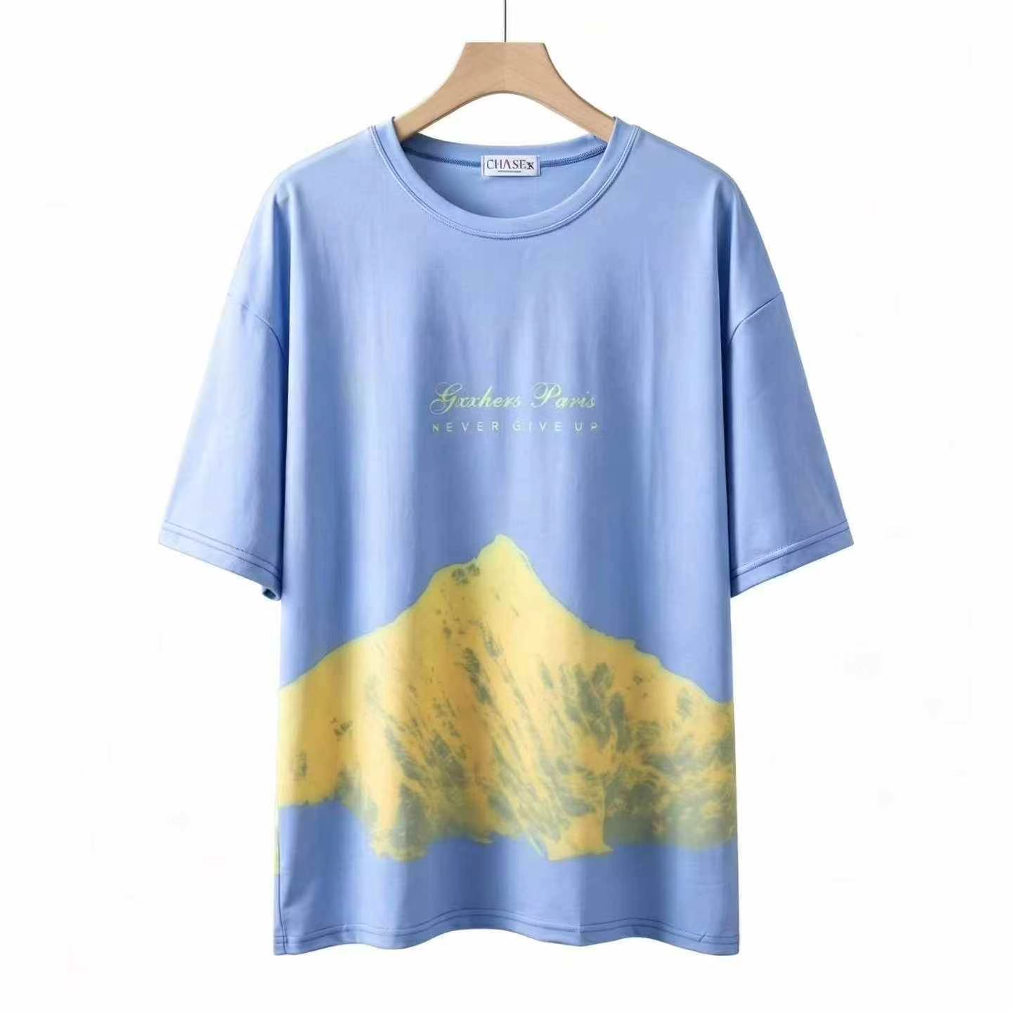 Men's Plus Size Short Sleeve Snow Mountain Print Summer T-shirt, Over 200 Pieces - Image 2