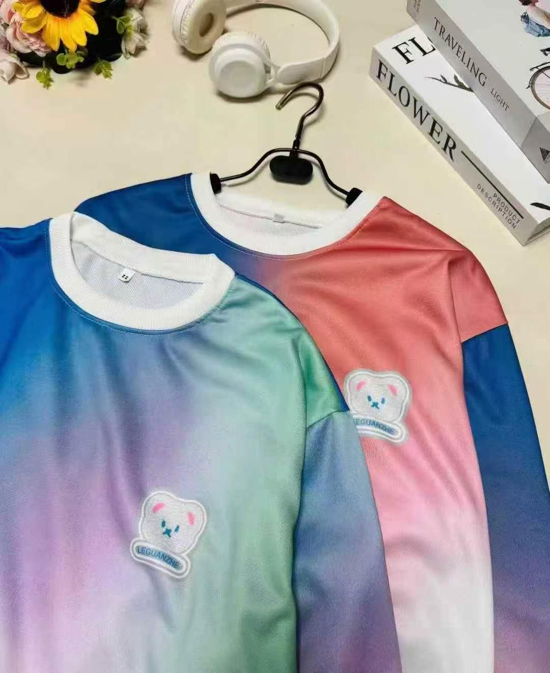 Fashion Casual Gradient Bear Print Crew Neck Sweatshirt, 2 Colors, S-3XL, 350 Pieces - Image 7