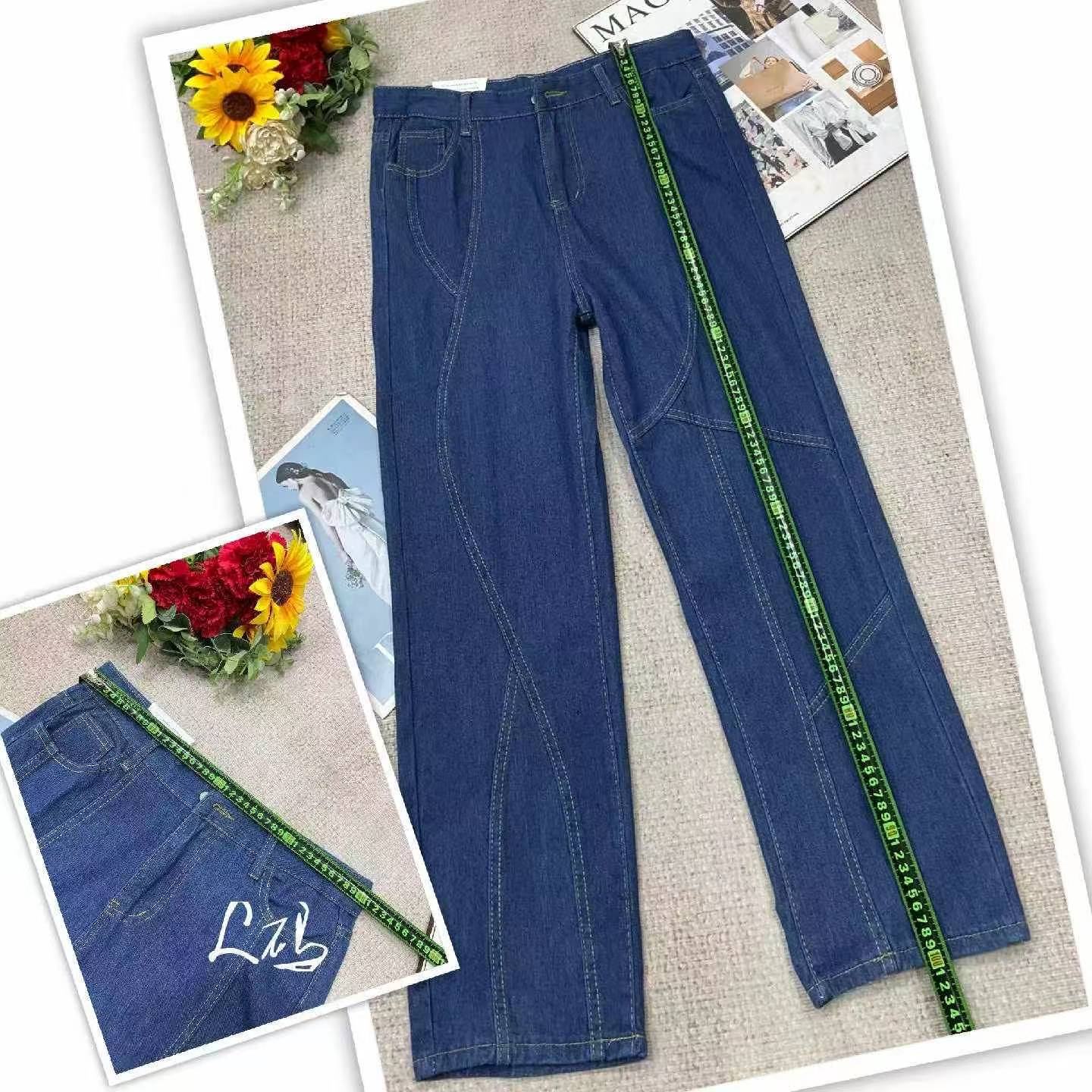 New Spring Summer Vintage Dark Blue High Waist Slim Straight Wide Leg Jeans, Sizes S-3XL, 644 Pieces - Image 2