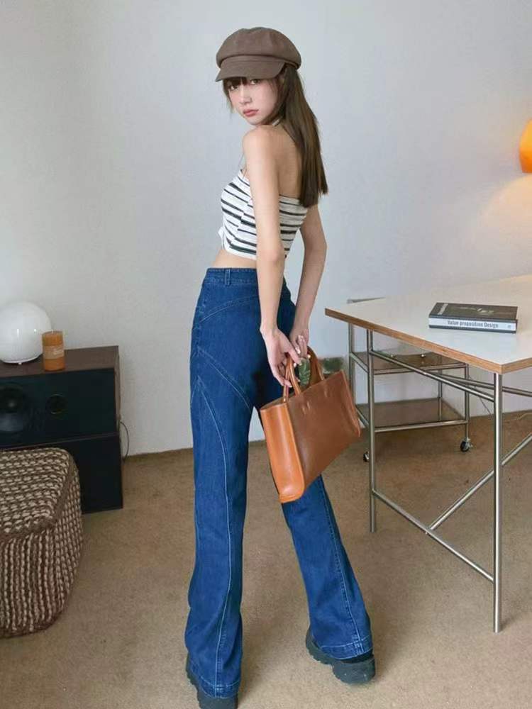 New Spring Summer Vintage Dark Blue High Waist Slim Straight Wide Leg Jeans, Sizes S-3XL, 644 Pieces - Image 5