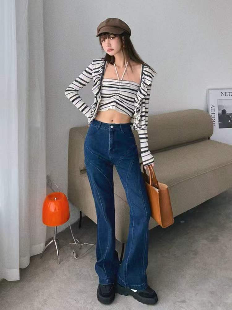 New Spring Summer Vintage Dark Blue High Waist Slim Straight Wide Leg Jeans, Sizes S-3XL, 644 Pieces - Image 6