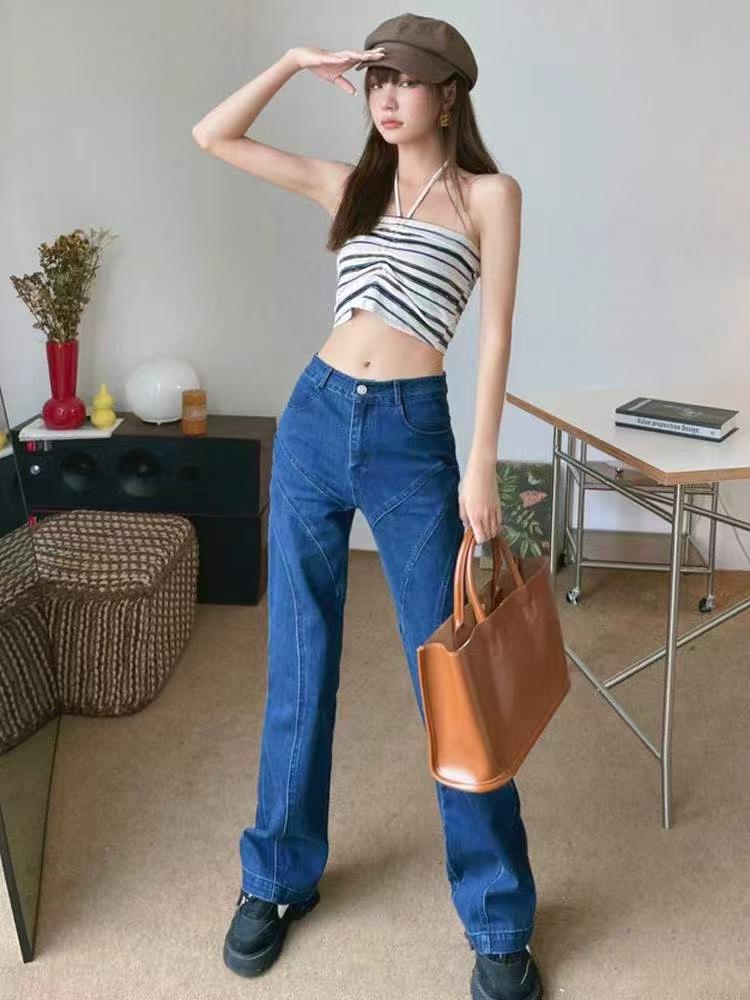 New Spring Summer Vintage Dark Blue High Waist Slim Straight Wide Leg Jeans, Sizes S-3XL, 644 Pieces - Image 7