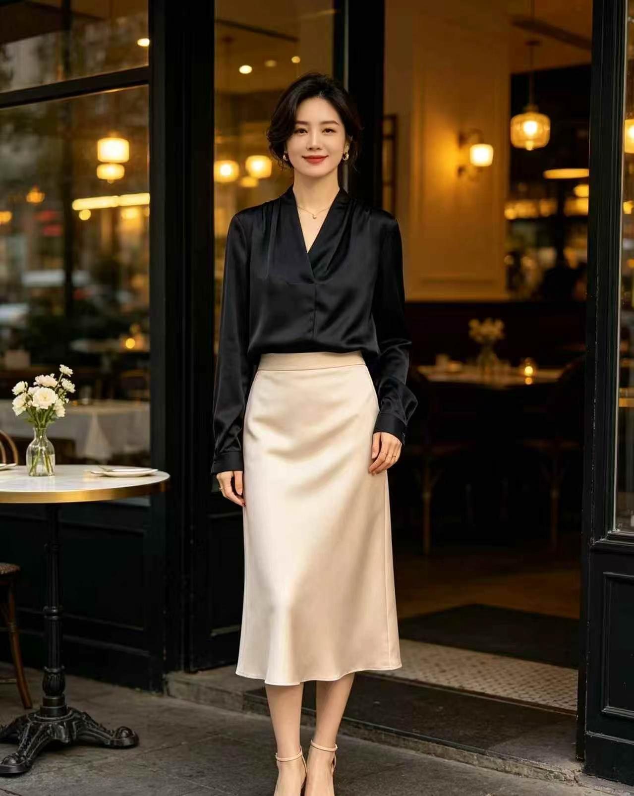 Black V-neck Draped Long Sleeve Women's Blouse, 440 Pieces, Only Size S - Image 4