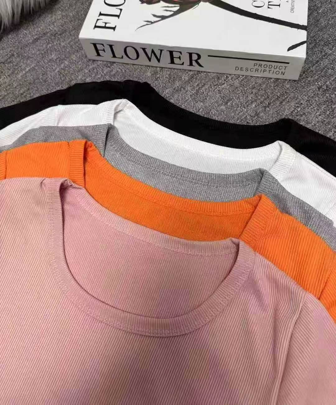 406 Pieces Solid Color Ice Silk Short Sleeve T-shirts For Women - Image 9