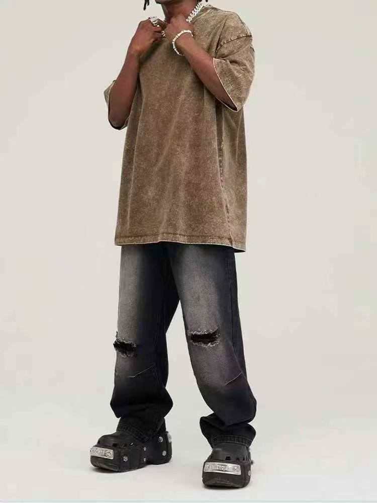 Vintage Washed Heavyweight Oversized Short Sleeve T-shirts, Big Size, About 2000 Pcs - Image 3