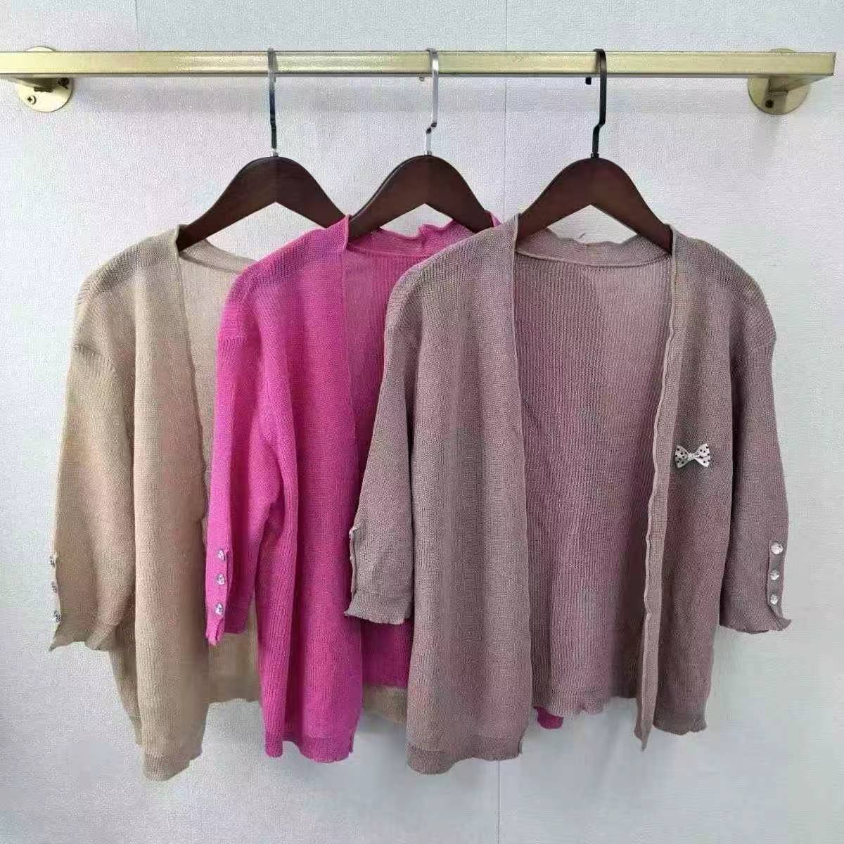 Cárdigan holgado de punto calado para mujer con mangas de tres cuartos, 280 piezas, talla única - Image 2