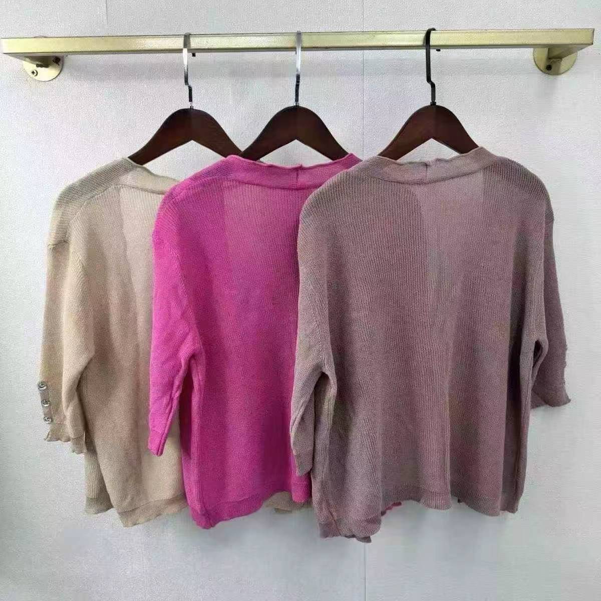 Cárdigan holgado de punto calado para mujer con mangas de tres cuartos, 280 piezas, talla única - Image 3