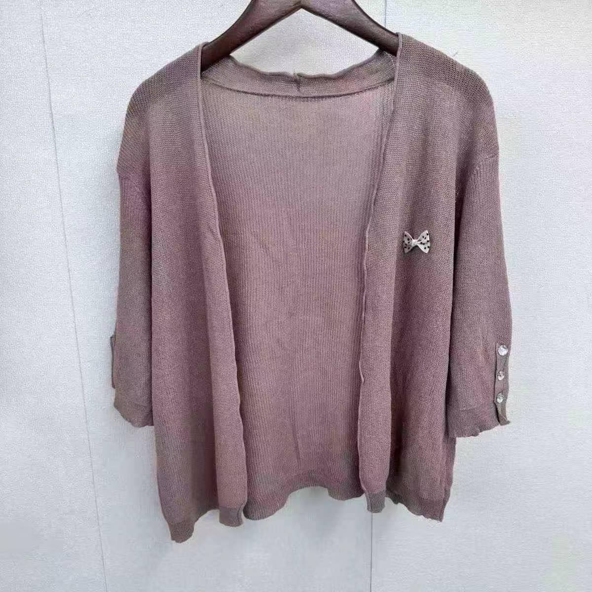 Cárdigan holgado de punto calado para mujer con mangas de tres cuartos, 280 piezas, talla única - Image 9