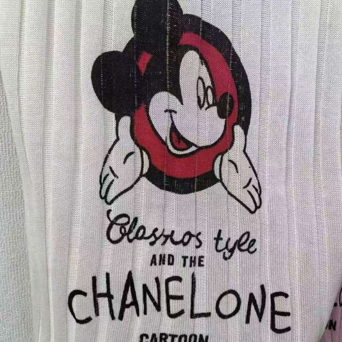 Summer Ribbed Knit Mickey Print Women's Short Sleeve T-shirt 300 Pieces One Size - Image 4