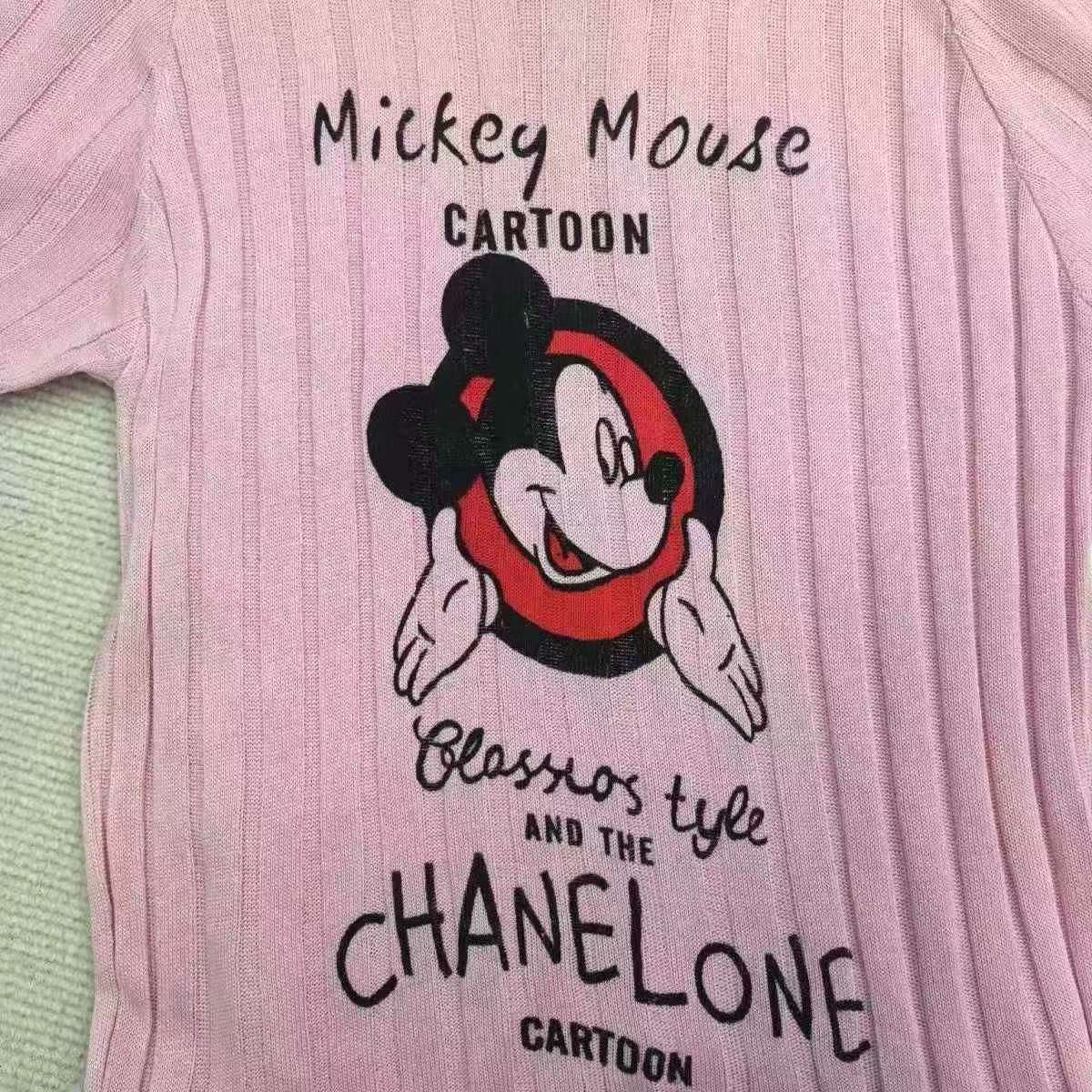 Summer Ribbed Knit Mickey Print Women's Short Sleeve T-shirt 300 Pieces One Size - Image 6