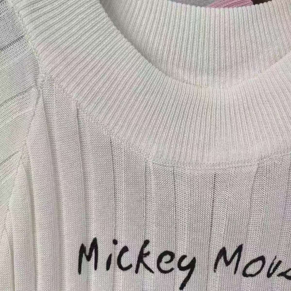Summer Ribbed Knit Mickey Print Women's Short Sleeve T-shirt 300 Pieces One Size - Image 7