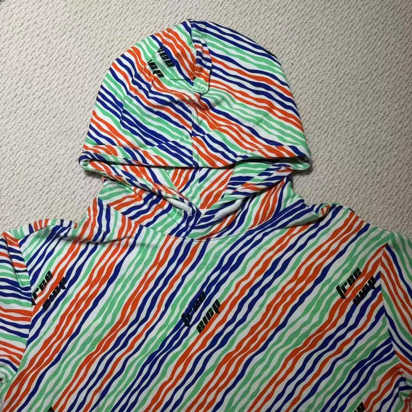 Kids Unisex Bright Diagonal Stripe Letter Hooded Thin Pullover Sweatshirt, Size 110-175, About 200 Pieces - Image 6