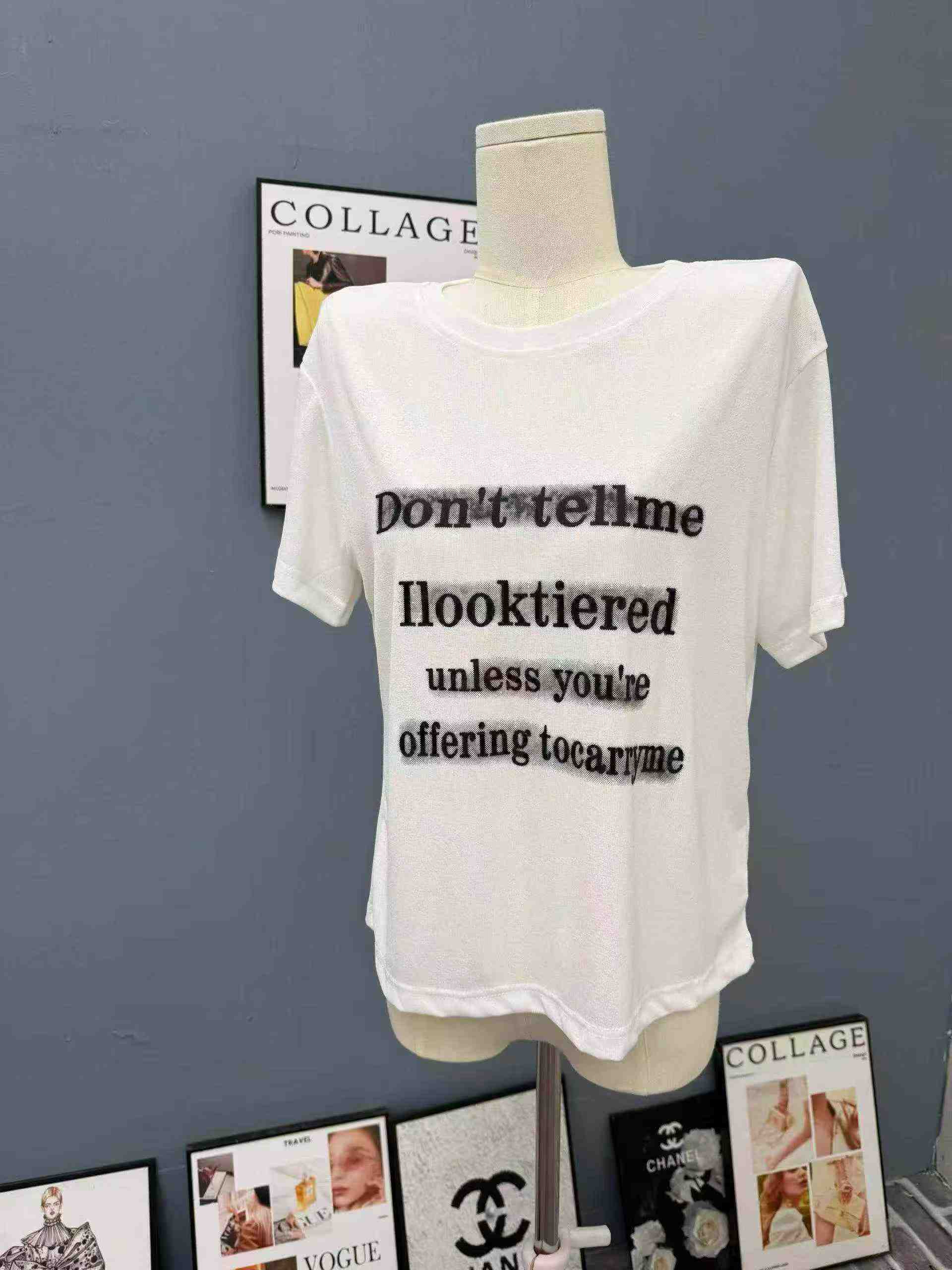 1500 Pieces Letter Print Loose Short Sleeve Women's T-Shirts - Image 4