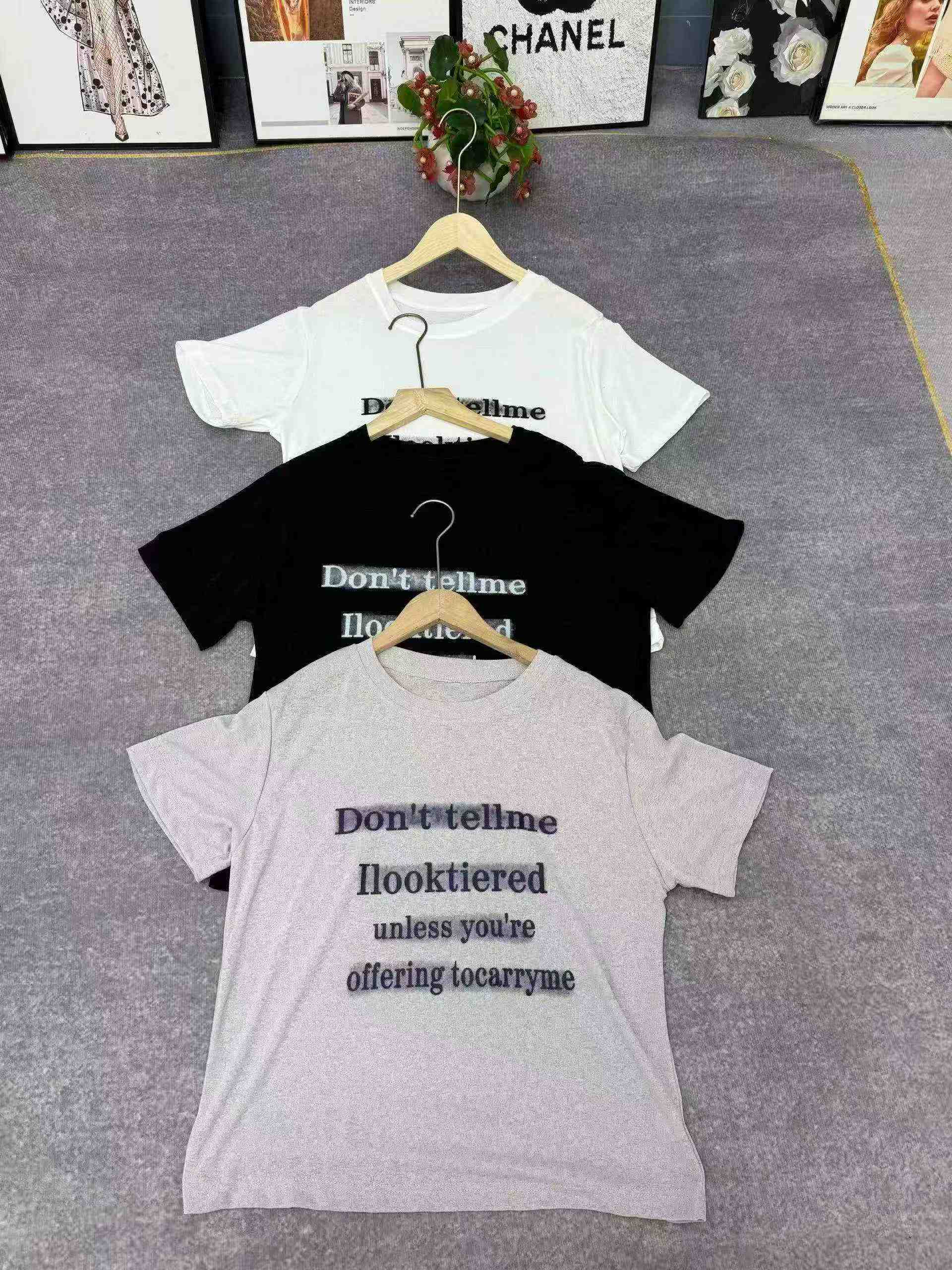 1500 Pieces Letter Print Loose Short Sleeve Women's T-Shirts - Image 8