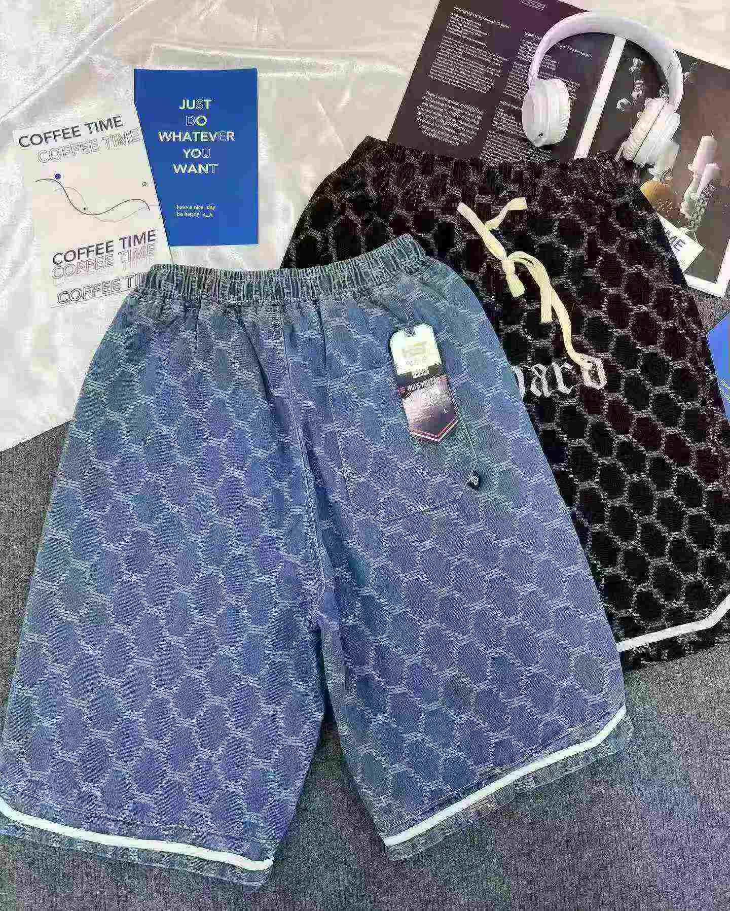680PCS American High Street Embroidered Men's Elastic Waist Denim 5-inch Shorts 2 Colors Sizes S-3XL - Image 9