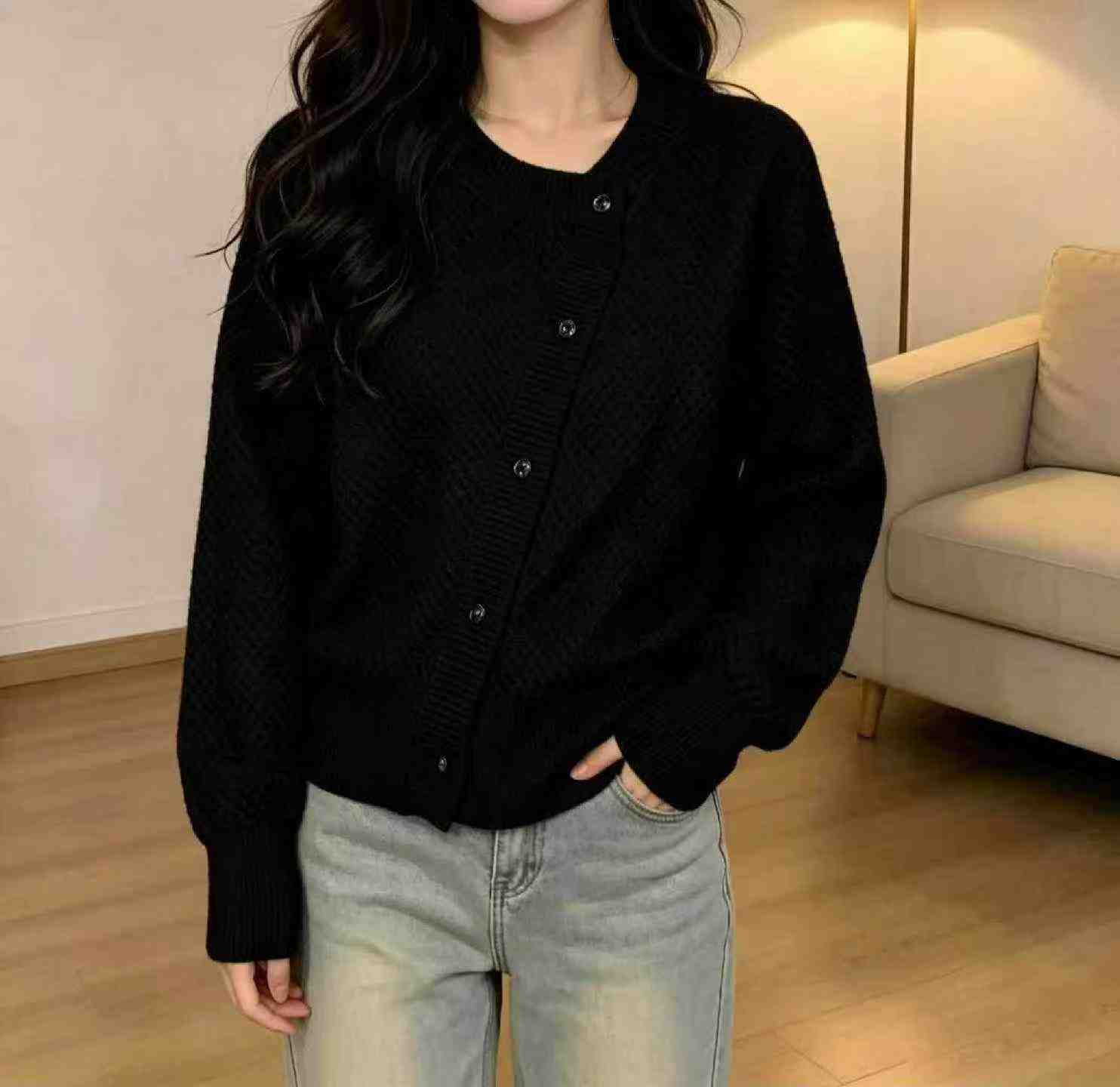 New Spring Autumn Korean Loose Tweed Knit Cardigan 1960 Pcs - Image 4