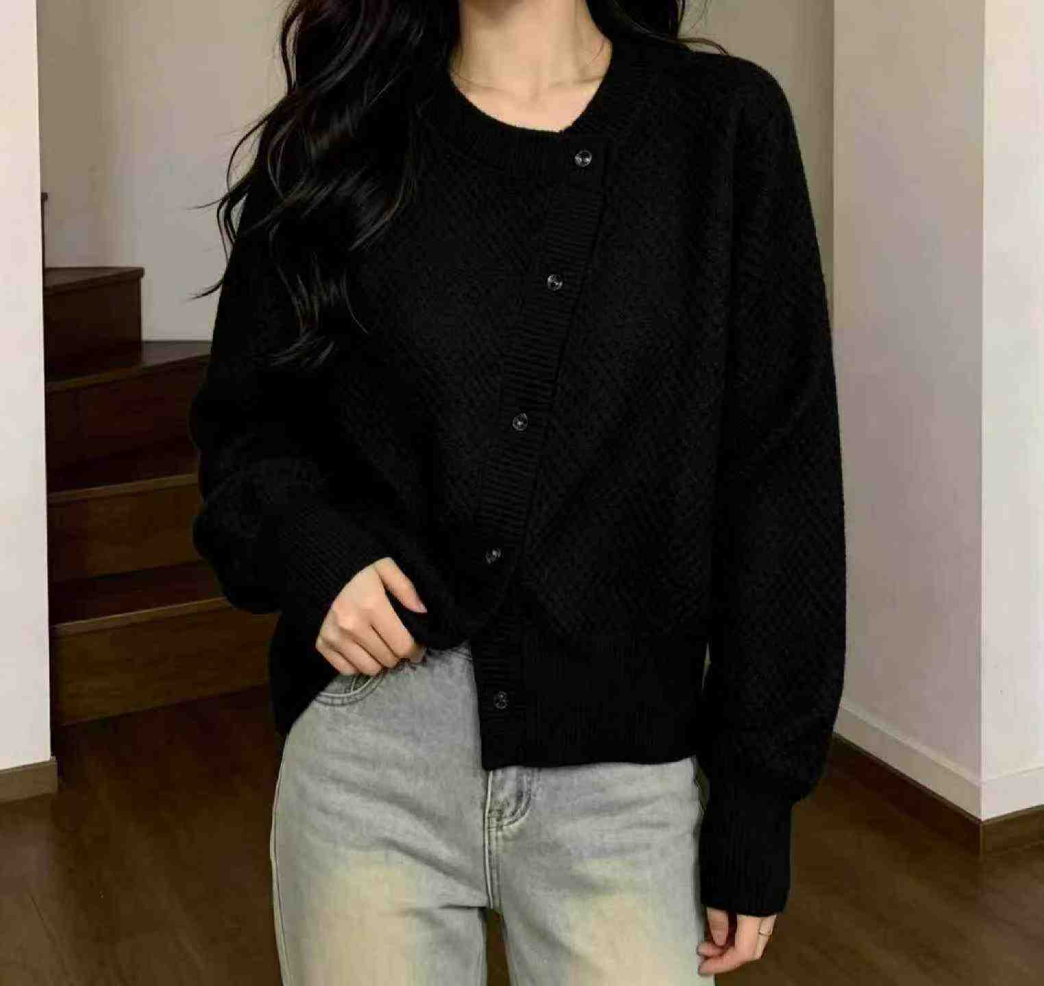 New Spring Autumn Korean Loose Tweed Knit Cardigan 1960 Pcs - Image 5